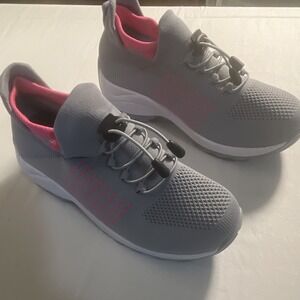 Comfort Wear Men's Gray Pink Athletic Sneakers Lace Up Low Top Textile M